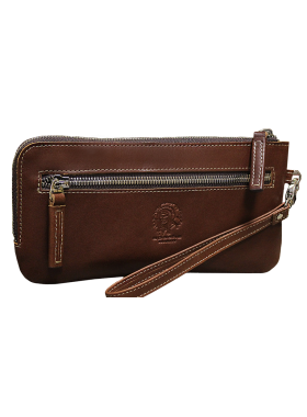 Клатч портмоне мужской кожаный с молнией ФРТ-S коричневый Apache RFID
