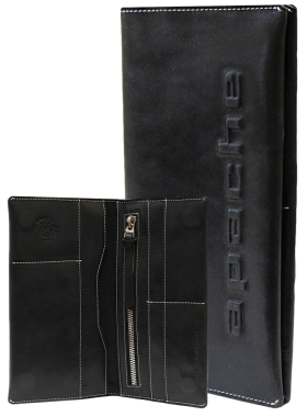 Портмоне для документов и денег из кожи на скрытых магнитах Вояж-2-A дымчато-черное Apache