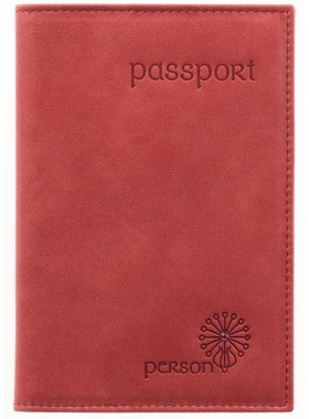 Обложка для паспорта женская кожаная С-ОП-1 друид красный Флауэрс