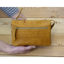 Барсетка сумка клатч мужской из натуральной кожи табачно-желтый CM-8013-A Apache