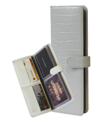 Большая визитница для пластиковых карт женская из кожи С-ВМ-6 кайман белый Флауэрс